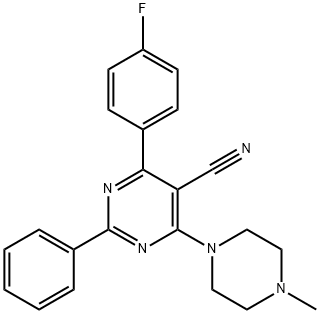 4-(4-FLUOROPHENYL)-6-(4-METHYLPIPERAZINO)-2-PHENYL-5-PYRIMIDINECARBONITRILE Struktur