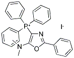 N,N-DIMETHYL-N-[2-PHENYL-4-(1,1,1-TRIPHENYLPHOSPHONIO)-1,3-OXAZOL-5-YL]AMINE IODIDE Struktur