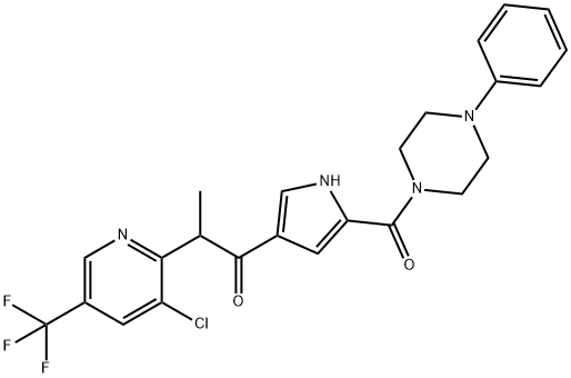 2-[3-CHLORO-5-(TRIFLUOROMETHYL)-2-PYRIDINYL]-1-(5-[(4-PHENYLPIPERAZINO)CARBONYL]-1H-PYRROL-3-YL)-1-PROPANONE Struktur