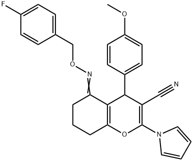 5-([(4-FLUOROBENZYL)OXY]IMINO)-4-(4-METHOXYPHENYL)-2-(1H-PYRROL-1-YL)-5,6,7,8-TETRAHYDRO-4H-CHROMENE-3-CARBONITRILE Struktur