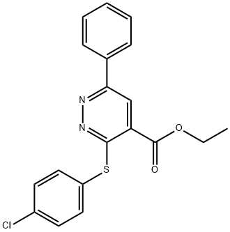 ETHYL 3-[(4-CHLOROPHENYL)SULFANYL]-6-PHENYL-4-PYRIDAZINECARBOXYLATE Struktur