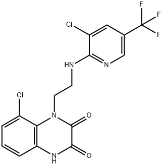 8-CHLORO-1-(2-([3-CHLORO-5-(TRIFLUOROMETHYL)-2-PYRIDINYL]AMINO)ETHYL)-1,4-DIHYDRO-2,3-QUINOXALINEDIONE Struktur