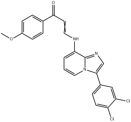 3-([3-(3,4-DICHLOROPHENYL)IMIDAZO[1,2-A]PYRIDIN-8-YL]AMINO)-1-(4-METHOXYPHENYL)-2-PROPEN-1-ONE Struktur