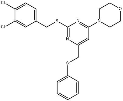 3,4-DICHLOROBENZYL 4-MORPHOLINO-6-[(PHENYLSULFANYL)METHYL]-2-PYRIMIDINYL SULFIDE Struktur