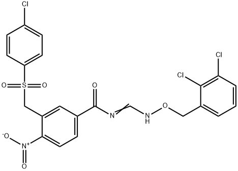 3-([(4-CHLOROPHENYL)SULFONYL]METHYL)-N-(([(2,3-DICHLOROBENZYL)OXY]AMINO)METHYLENE)-4-NITROBENZENECARBOXAMIDE Struktur