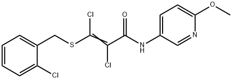 2,3-DICHLORO-3-[(2-CHLOROBENZYL)SULFANYL]-N-(6-METHOXY-3-PYRIDINYL)ACRYLAMIDE Struktur