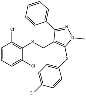 4-CHLOROPHENYL 4-([(2,6-DICHLOROPHENYL)SULFANYL]METHYL)-1-METHYL-3-PHENYL-1H-PYRAZOL-5-YL SULFIDE Struktur