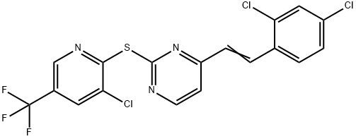 2-([3-CHLORO-5-(TRIFLUOROMETHYL)-2-PYRIDINYL]SULFANYL)-4-(2,4-DICHLOROSTYRYL)PYRIMIDINE Struktur