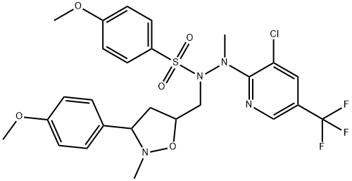 N'-[3-CHLORO-5-(TRIFLUOROMETHYL)-2-PYRIDINYL]-4-METHOXY-N-([3-(4-METHOXYPHENYL)-2-METHYLTETRAHYDRO-5-ISOXAZOLYL]METHYL)-N'-METHYLBENZENESULFONOHYDRAZIDE Struktur