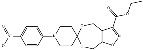 3-ETHOXYCARBONYL-4,5-BIS(HYDROXYMETHYL)-4,5-DIHYDROISOXAZOLE-[1-(4-NITROPHENYL)PIPERID-4-ONE]KETAL Struktur