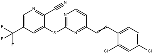 3-([4-(2,4-DICHLOROSTYRYL)-2-PYRIMIDINYL]SULFANYL)-5-(TRIFLUOROMETHYL)-2-PYRIDINECARBONITRILE Struktur