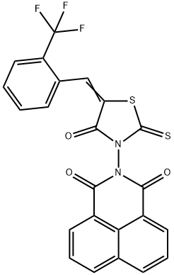 2-(4-OXO-2-THIOXO-5-([2-(TRIFLUOROMETHYL)PHENYL]METHYLENE)-1,3-THIAZOLAN-3-YL)-1H-BENZO[DE]ISOQUINOLINE-1,3(2H)-DIONE Struktur