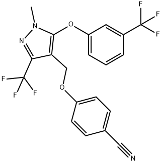 4-((1-METHYL-3-(TRIFLUOROMETHYL)-5-[3-(TRIFLUOROMETHYL)PHENOXY]-1H-PYRAZOL-4-YL)METHOXY)BENZENECARBONITRILE Struktur