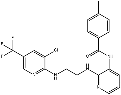 N-(2-[(2-([3-CHLORO-5-(TRIFLUOROMETHYL)-2-PYRIDINYL]AMINO)ETHYL)AMINO]-3-PYRIDINYL)-4-METHYLBENZENECARBOXAMIDE Struktur