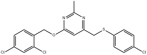 4-([(4-CHLOROPHENYL)SULFANYL]METHYL)-6-[(2,4-DICHLOROBENZYL)OXY]-2-METHYLPYRIMIDINE Struktur