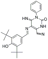 5-(1-AZA-2-(3,5-BIS(TERT-BUTYL)-4-HYDROXYPHENYL)VINYL)-4-IMINO-2-OXO-3-PHENYL-1H-1,3-DIAZINE-6-CARBONITRILE Struktur