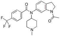 N-(1-ACETYL-2,3-DIHYDRO-(1H)-INDOL-6-YL)-N-(1-METHYLPIPERIDIN-4-YL)-4-(TRIFLUOROMETHYL)BENZAMIDE Struktur