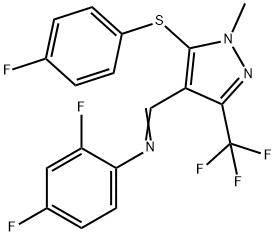 2,4-DIFLUORO-N-((E)-[5-[(4-FLUOROPHENYL)SULFANYL]-1-METHYL-3-(TRIFLUOROMETHYL)-1H-PYRAZOL-4-YL]METHYLIDENE)ANILINE Struktur