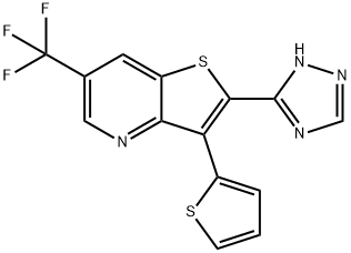 3-(2-THIENYL)-2-(1H-1,2,4-TRIAZOL-3-YL)-6-(TRIFLUOROMETHYL)THIENO[3,2-B]PYRIDINE Struktur