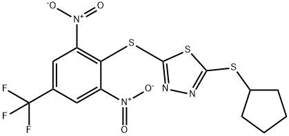 2-(CYCLOPENTYLSULFANYL)-5-([2,6-DINITRO-4-(TRIFLUOROMETHYL)PHENYL]SULFANYL)-1,3,4-THIADIAZOLE Struktur