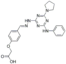 (E)-2-(4-((2-(4-(PHENYLAMINO)-6-(PYRROLIDIN-1-YL)-1,3,5-TRIAZIN-2-YL)HYDRAZONO)METHYL)PHENOXY)ACETIC ACID Struktur