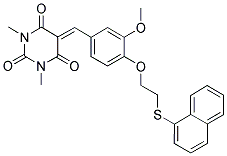 5-(3-METHOXY-4-(2-(NAPHTHALEN-1-YLTHIO)ETHOXY)BENZYLIDENE)-1,3-DIMETHYLPYRIMIDINE-2,4,6(1H,3H,5H)-TRIONE Struktur