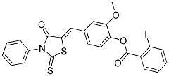 2-METHOXY-4-[(Z)-(4-OXO-3-PHENYL-2-THIOXO-1,3-THIAZOLIDIN-5-YLIDENE)METHYL]PHENYL 2-IODOBENZOATE Struktur