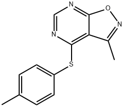 3-METHYL-4-[(4-METHYLPHENYL)SULFANYL]ISOXAZOLO[5,4-D]PYRIMIDINE Struktur