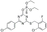 O-[4-[(2-CHLORO-6-FLUOROBENZYL)THIO]-6-(4-CHLOROPHENYL)-1,3,5-TRIAZIN-2-YL]O,O-DIETHYL PHOSPHOTHIOATE Struktur