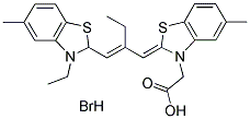 3,9-DIETHYL-3'CARBOXYMETHYL-5,5'-DIMETHYL-9-BENZOTHIAXOLO-TRIMETHINECYANINEBROMIDE Struktur