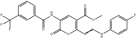 METHYL 6-[(E)-2-(4-FLUOROANILINO)ETHENYL]-2-OXO-3-([3-(TRIFLUOROMETHYL)BENZOYL]AMINO)-2H-PYRAN-5-CARBOXYLATE Struktur