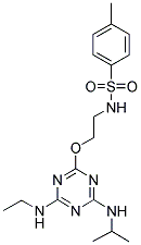 N-(2-(4-(ETHYLAMINO)-6-(ISOPROPYLAMINO)-1,3,5-TRIAZIN-2-YLOXY)ETHYL)-4-METHYLBENZENESULFONAMIDE Struktur