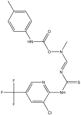 N-[3-CHLORO-5-(TRIFLUOROMETHYL)-2-PYRIDINYL]-N'-((E)-(METHYL[(4-TOLUIDINOCARBONYL)OXY]AMINO)METHYLIDENE)THIOUREA Struktur