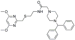 N-[2-[(4,6-DIMETHOXYPYRIMIDIN-2-YL)METHYLTHIO]ETHYL]-2-[4-DIPHENYLMETHYLPIPERAZIN-1-YL]ACETAMIDE Struktur