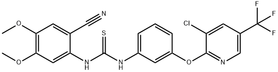 N-(3-([3-CHLORO-5-(TRIFLUOROMETHYL)-2-PYRIDINYL]OXY)PHENYL)-N'-(2-CYANO-4,5-DIMETHOXYPHENYL)THIOUREA Struktur