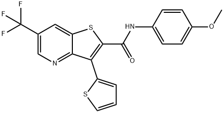 N-(4-METHOXYPHENYL)-3-(2-THIENYL)-6-(TRIFLUOROMETHYL)THIENO[3,2-B]PYRIDINE-2-CARBOXAMIDE Struktur