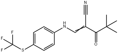 2-(2,2-DIMETHYLPROPANOYL)-3-((4-(TRIFLUOROMETHYLTHIO)PHENYL)AMINO)PROP-2-ENENITRILE Struktur