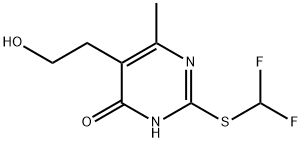 2-[(DIFLUOROMETHYL)SULFANYL]-5-(2-HYDROXYETHYL)-6-METHYL-4(3H)-PYRIMIDINONE Struktur