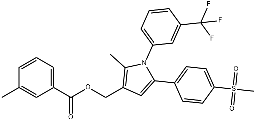 (2-METHYL-5-[4-(METHYLSULFONYL)PHENYL]-1-[3-(TRIFLUOROMETHYL)PHENYL]-1H-PYRROL-3-YL)METHYL 3-METHYLBENZENECARBOXYLATE Struktur