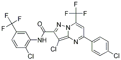 3-CHLORO-5-(4-CHLOROPHENYL)-N-[2-CHLORO-5-(TRIFLUOROMETHYL)PHENYL]-7-(TRIFLUOROMETHYL)PYRAZOLO[1,5-A]PYRIMIDINE-2-CARBOXAMIDE Struktur