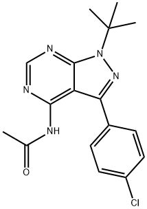 N-[1-(TERT-BUTYL)-3-(4-CHLOROPHENYL)-1H-PYRAZOLO[3,4-D]PYRIMIDIN-4-YL]ACETAMIDE Struktur