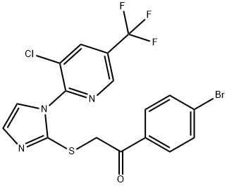 1-(4-BROMOPHENYL)-2-((1-[3-CHLORO-5-(TRIFLUOROMETHYL)-2-PYRIDINYL]-1H-IMIDAZOL-2-YL)SULFANYL)-1-ETHANONE Struktur