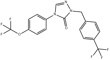 4-[4-(TRIFLUOROMETHOXY)PHENYL]-2-[4-(TRIFLUOROMETHYL)BENZYL]-2,4-DIHYDRO-3H-1,2,4-TRIAZOL-3-ONE Struktur