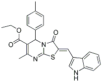 (Z)-ETHYL 2-((1H-INDOL-3-YL)METHYLENE)-7-METHYL-3-OXO-5-P-TOLYL-3,5-DIHYDRO-2H-THIAZOLO[3,2-A]PYRIMIDINE-6-CARBOXYLATE Struktur