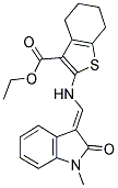 ETHYL 2-{[(E)-(1-METHYL-2-OXO-1,2-DIHYDRO-3H-INDOL-3-YLIDENE)METHYL]AMINO}-4,5,6,7-TETRAHYDRO-1-BENZOTHIOPHENE-3-CARBOXYLATE Struktur