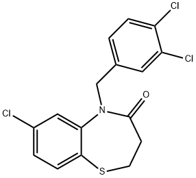 7-CHLORO-5-(3,4-DICHLOROBENZYL)-2,3-DIHYDRO-1,5-BENZOTHIAZEPIN-4(5H)-ONE Struktur