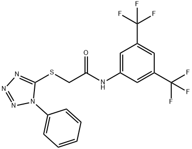 N-[3,5-BIS(TRIFLUOROMETHYL)PHENYL]-2-[(1-PHENYL-1H-1,2,3,4-TETRAAZOL-5-YL)SULFANYL]ACETAMIDE Struktur