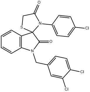 3'-(4-CHLOROPHENYL)-SPIRO[3H-INDOLE-3,2'-THIAZOLIDINE]-1-(3,4-DICHLOROBENZYL) 2,4' (1H)-DIONE Struktur