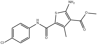 2-AMINO-5-(4-CHLORO-PHENYLCARBAMOYL)-4-METHYL-THIOPHENE-3-CARBOXYLIC ACID METHYL ESTER Struktur