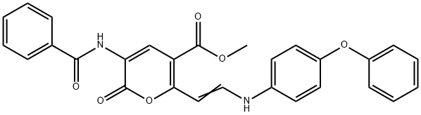 METHYL 3-(BENZOYLAMINO)-2-OXO-6-[(E)-2-(4-PHENOXYANILINO)ETHENYL]-2H-PYRAN-5-CARBOXYLATE Struktur